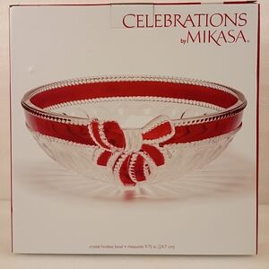 Mikasa Celebrations Crystal Bowl with Red Ribbon Accent